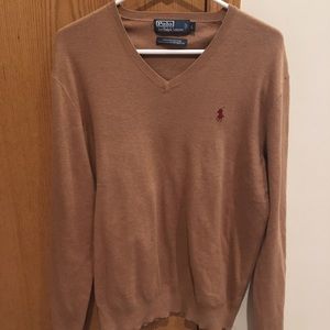Polo Ralph Lauren V Neck Sweater Light Brown/Red